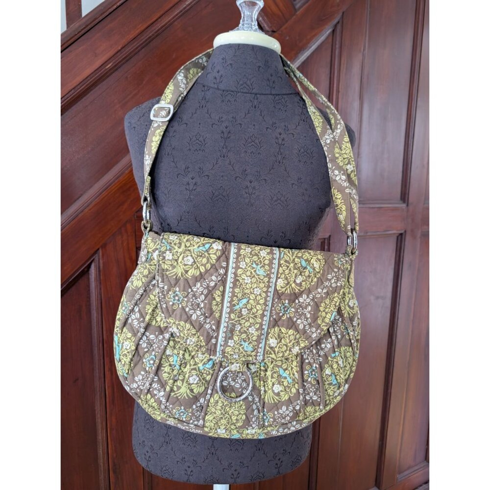 Vera Bradley Quilted Shoulder Bag Saddle Up Sitting in a Tree Brown/Yellow